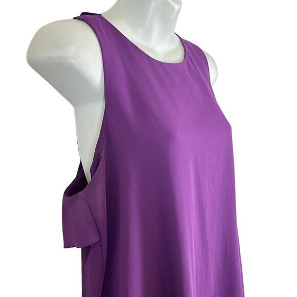Ann Taylor Loft Petites Womens Purple Ruffle Sleeveless Casual Mini Dress sz M P - Picture 3 of 16